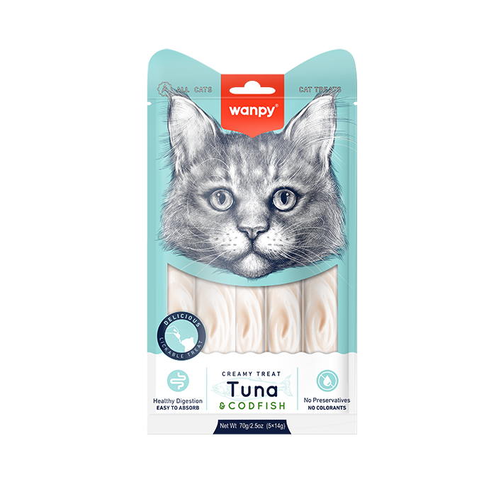 Wanpy Creamy Cat Treats with TUNA & COD FISH