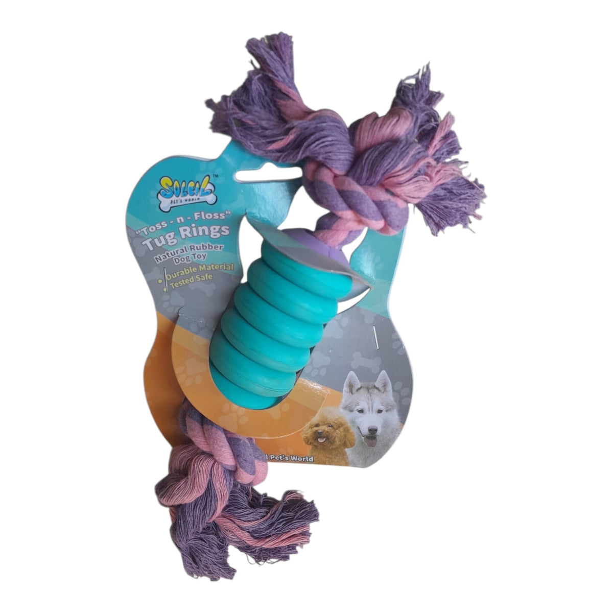 Soleil Tug Rings Rubber Dog Toy