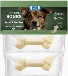 Orgo Rawhide Bones For Dog Dental Oral Care 2 PC L