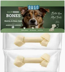 Orgo Rawhide Bones For Dog Dental Oral Care 2 PC L